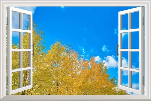 Miniatura 23 de Adhesivo de pared extraíble/mural de pared, semáforos de ciudad borrosa por la noche, decoración creativa de pared con vista de ventana, 24 x 32