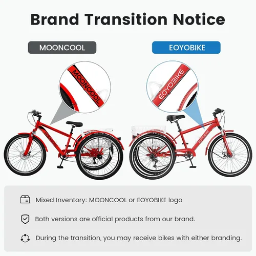 Miniatura 6 de MOPHOTO Triciclo de montaña para adultos, bicicleta de 3 ruedas de 7 velocidades para adultos/hombres/mujeres, 24/26/27.5 pulgadas, triciclo