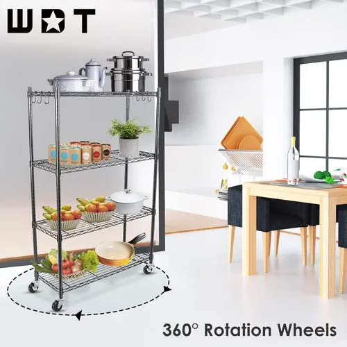 Miniatura 4 de WDT Unidades de almacenamiento de estanterías sobre ruedas, estante de metal resistente ajustable para almacenamiento de alambre para oficina