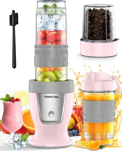 Miniatura 10 de Licuadora de batidos, licuadora personal de 650 W para batidos y licuados con taza molinillo y 2 tazas portátiles sin BPA (20 onzas + 14 onzas)