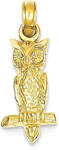 Miniatura 9 de Collar con colgante de búho 3D de oro amarillo de 14 quilates, joyería fina para mujer, regalos para ella