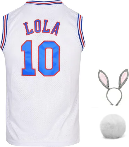 Camisetas de baloncesto para hombre #10 Lola #1 Bugs Space Movie Sports Shirts 90s Hiphop Party Clothing White