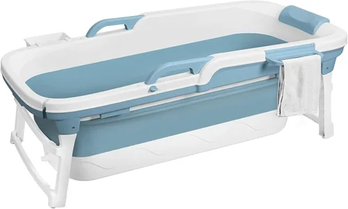 Miniatura 17 de Bañera plegable de 40", bañera portátil de plástico con cubierta térmica, tubo de drenaje, diseño de gran espacio para adultos, fácil de almacenar