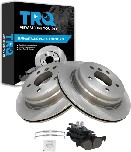 Miniatura 103 de TRQ Juego de pastillas de freno semimetálicas traseras y rotores compatibles con Chevrolet Trailblazer 02-06 Trailblazer EXT 04-06 SSR 02-07 GMC