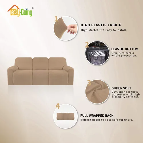 Miniatura 3 de Easy-Going - Funda elástica de microfibra para sofá reclinable seccional, suave vellón ajustable a tu sofá de 2 cuerpos, lavable, protector