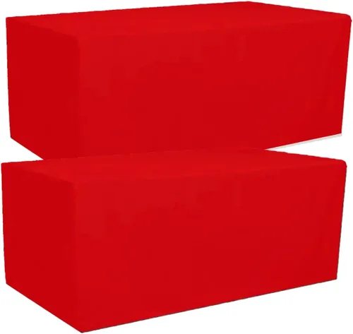 Miniatura 5 de Paquete de 2 manteles rectangulares ajustables de poliéster de 8 pies de largo x 30 pulgadas de ancho x 30 pulgadas de alto, para banquete de boda