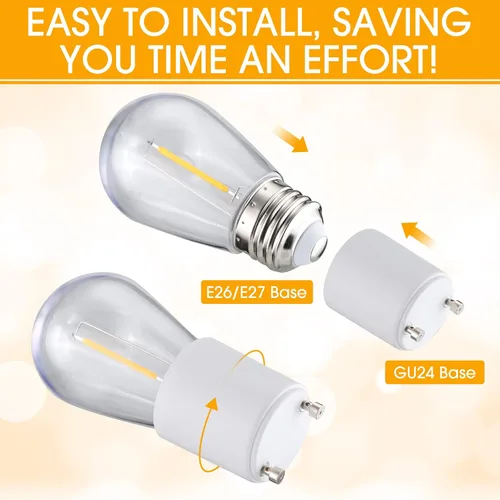 Miniatura 3 de Roowest Paquete de 150 adaptadores Gu24 a E26 E27 resistentes al calor hasta 320 ℉ resistentes al fuego, convertidos Gu24 bi-pin accesorio E26 E27