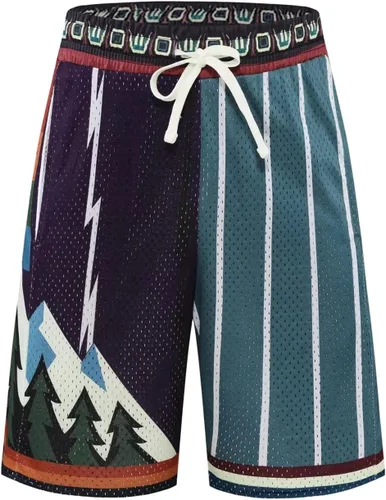 Miniatura 2 de BOOMLEMON Pantalones cortos de baloncesto para hombre, pantalones cortos deportivos de entrenamiento de hip hop, pantalones cortos de malla