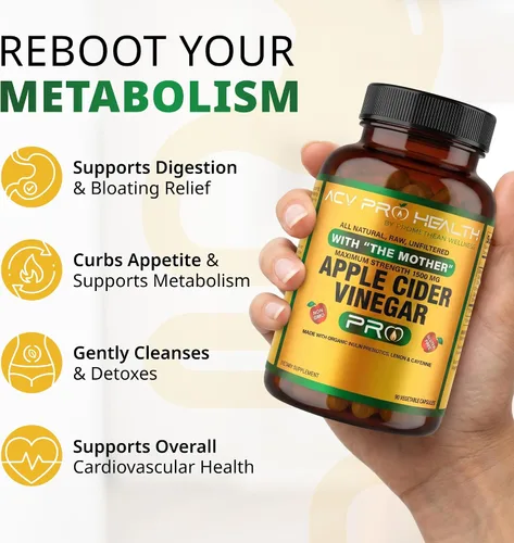 Miniatura 2 de Promethean Wellness ACV Pro Cápsulas de vinagre de sidra de manzana certificadas orgánicas con píldoras madre ACV, desintoxicación, limpieza ácida