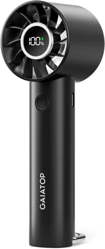 Gaiatop Ventilador Mini Portátil, Ventiladores de Mano de 3 Velocidades con Pantalla de Energía y Linterna, Batería Recargable USB, Enfriamiento