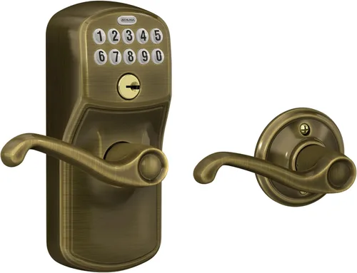 Miniatura 8 de Schlage - FE575 PLY 626 FLA Plymouth - Entrada de teclado con bloqueo automático y palancas Elan, cromado con brocha. Cromo satinado