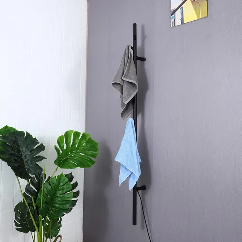 Miniatura 4 de Calentador de toallas eléctrico, toallero térmico con 3 ganchos, interruptor LED de acero inoxidable 304, calentador de toallas de baño montado