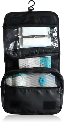 Exquisita bolsa de viaje para suministros de ostomía y colostomía, la mejor opción para personas postoperatorias, con configuración colgante y Negro