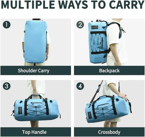 Miniatura 5 de 80L Dry Bag Large Waterproof Bag Roll-Top Heavy Duty Fishing Duffel Bag with Durable Straps & Handles for Kayaking Paddle boarding Boating Rafting