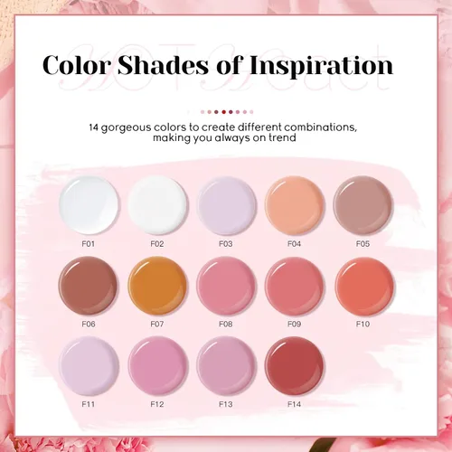 Miniatura 3 de JEWHITENY Kit de 14 piezas de gel de uñas poli, kit de gel de extensión poli, kit de iniciación con solución deslizante, juego de extensión