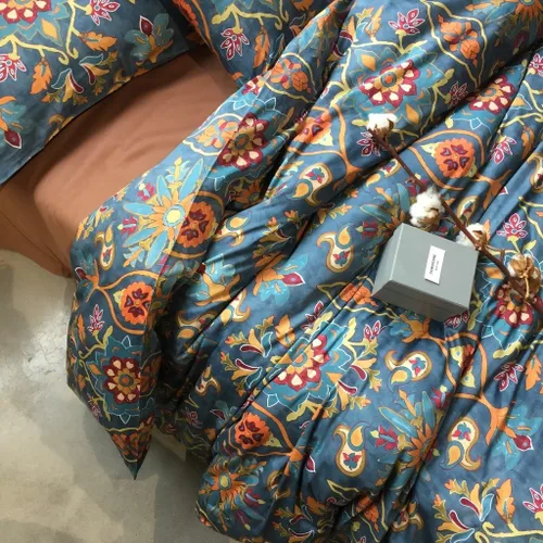 Miniatura 4 de Eikei Home Edredón de lujo de estampado de Medallón de Damasco Boho cachemira, Juego de Ropa de Cama de 400 Hilos de Algodón Egipcio de Satén