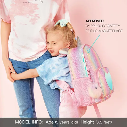 Miniatura 2 de Mibasies - Mochila de unicornio para niñas con diseño de arcoiris