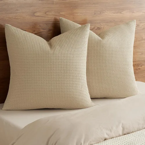 Miniatura 37 de PHF Funda de almohada 100% algodón con tejido de gofre, 18 x 18 pulgadas, sin relleno, paquete de 2 elegantes fundas de almohada cuadradas Gris claro