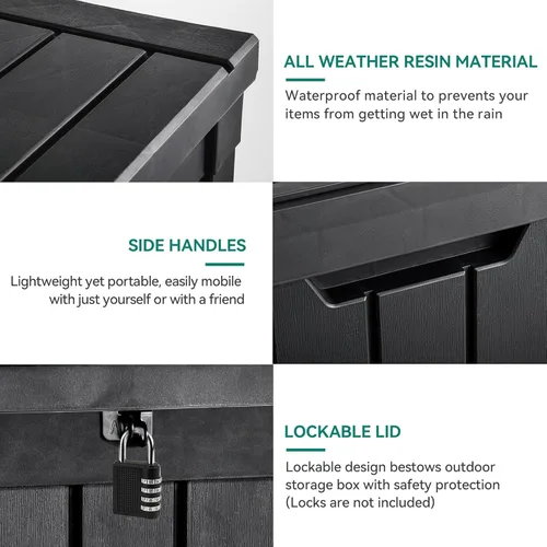 Miniatura 5 de YITAHOME Caja de almacenamiento para la terraza, de 51 galones, contenedor de almacenamiento para exteriores resistente a la intemperie para cojines