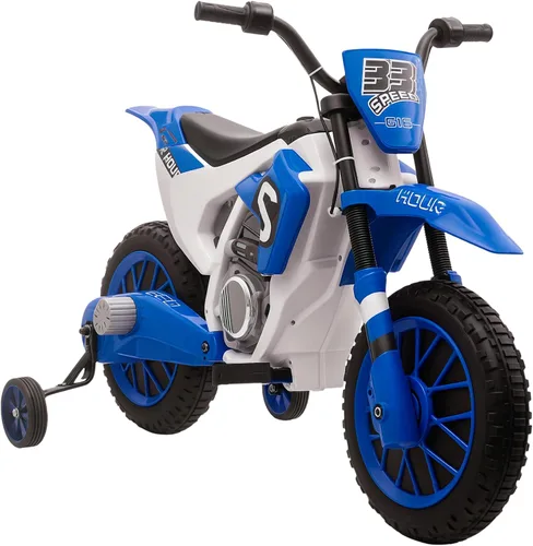 Aosom Motocicleta para niños de 12V con neumáticos con banda de rodadura, bicicleta eléctrica de velocidad máxima de 5 mph para niños, motocicleta
