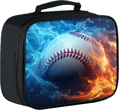 Lonchera para niños, con aislamiento de béisbol, para niños, adolescentes, niños y niñas, con bolsillo con cremallera, bolsa de almuerzo portátil