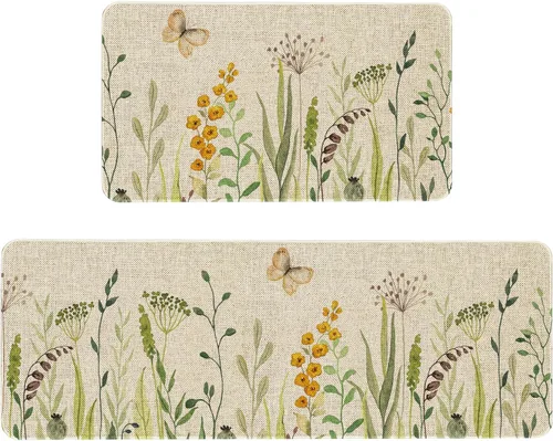 Miniatura 49 de Mloabuc® Tapete decorativo de flores, tapetes de cocina de arpillera de arpillera para mujer, accesorios de cocina para exteriores, 17 x 30 pulgadas