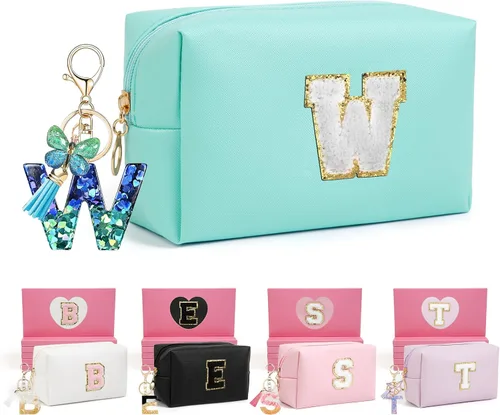 Miniatura 40 de AIBFRID 2 piezas de bolsas de maquillaje iniciales para mujeres, regalos de cumpleaños para niñas de 4 5 6 7 8 9 10 11 12 años, bolsas de cosméticos