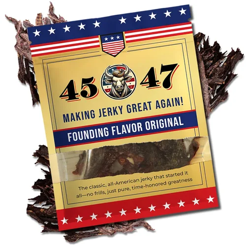 Carne seca 45-47 – Carne seca premium hecha en Estados Unidos, 0.35 onzas de proteína por porción, baja en grasa, sin gluten, aperitivo audaz y