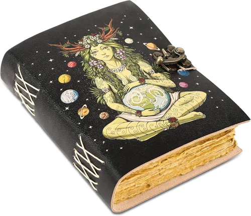 KomalC Diario de cuero para mujeres y hombres sin forro con borde de cubierta de papel libro de sombras Hocus Pocus, cuaderno de escritura, diario,
