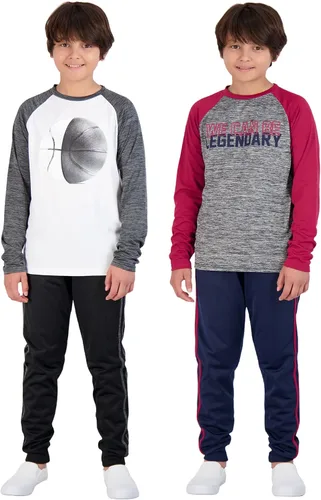 Hind Conjunto de camiseta de 4 piezas de manga larga activa de secado rápido y pantalón deportivo deportivo deportivo para niños para deportes y