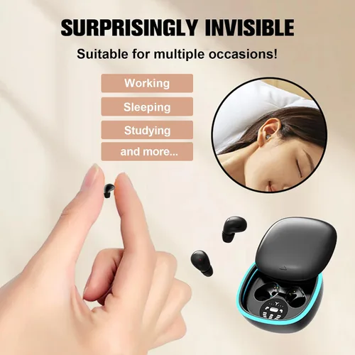 Miniatura 3 de Auriculares inalámbricos Bluetooth pequeños invisibles en el oído ENC con cancelación de ruido, auriculares suaves micro auriculares para orejas más