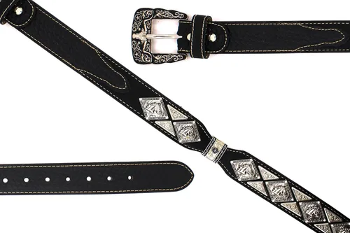 Miniatura 5 de Cinturón de cuero para hombre de cuerno largo, caballo, pollo, sheriff, cinturón de vaquero