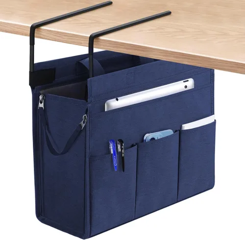 Miniatura 11 de MASTLU Bolsa de almacenamiento para colgar debajo del escritorio, organizador de escritorio, bolsa de almacenamiento lateral de oficina, compatible