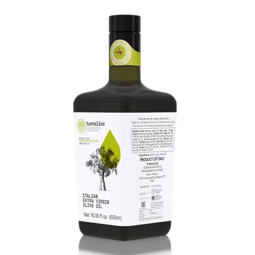 Tunnaliva EVO Oil - Aceite de Oliva Virgen Extra Italiano - 100% Nocellara del Belice - IGP Sicilia - Botella de 16,91 fl oz