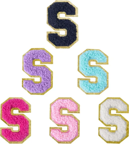 Miniatura 239 de 6 piezas de parches de letras de chenilla autoadhesivas, parches de letras preppy de 2 pulgadas para bolsos, ropa y sombreros, grandes pegatinas