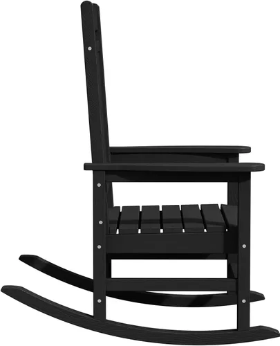 Miniatura 10 de Mecedoras de exterior KINGYES, mecedoras de patio todo clima de HDPE con respaldo alto para adultos, de color negro Negro oscuro