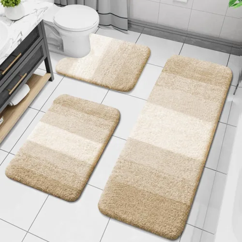 Miniatura 17 de Arotive - Juego de alfombras de baño de 3 piezas, alfombras de baño extra suaves y absorbentes, alfombrillas de baño lavables a máquina y que se
