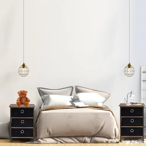 Miniatura 9 de Babion Juego de 2 mesitas de noche, mesitas de noche para dormitorio, mesita de noche con 3 cajones extraíbles, mesas auxiliares para dormitorio
