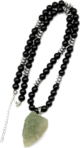 Miniatura 9 de ElisaJewelryArt - Collar unisex con dije de cristal de amatista puntiaguda natural y piedra de ónix negro, con cierre de piedra de Feng Shui, collar