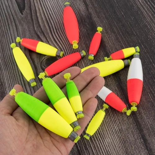 Miniatura 7 de Alwonder Paquete de 10 flotadores de pesca, bobbers con peso para pesca, puros, espuma EVA, flotadores a presión, corchos, flotadores flotadores