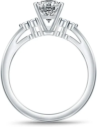 Miniatura 3 de Anillo de compromiso chapado en plata de moissanita blanca de corte ovalado para mujer