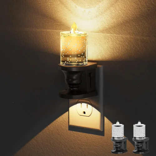 Miniatura 11 de Briignite Candelabro de luz nocturna enchufable a la pared, luz nocturna LED cálida con sensor de anochecer a amanecer, 0-100LM regulable, luz