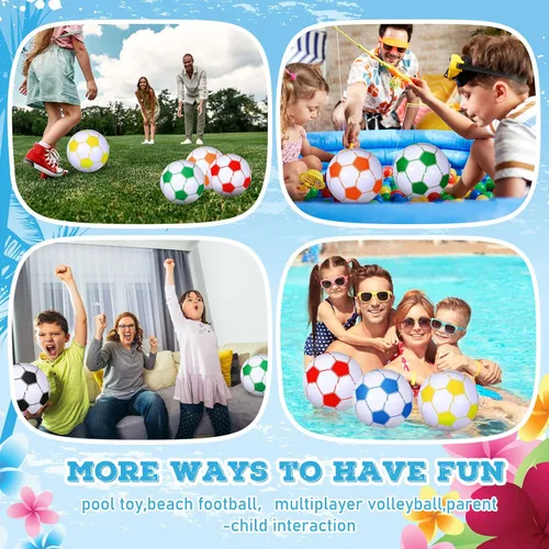 Miniatura 7 de Chivao Pelotas inflables de playa de fútbol de 16 pulgadas, bolas de playa a granel para fiestas de fútbol, juegos de piscina de verano