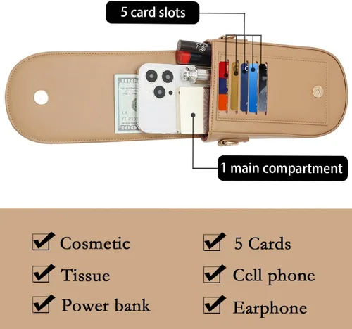 Miniatura 2 de Sunwel Fashion Trendy Cell Phone Bag 5 Card Slots Mini Crossbody Bag Phone Purse Detachable Wristlet for Women Girls