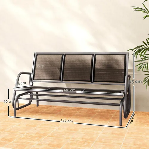 Miniatura 3 de Outsunny - Banco columpio para patio de 3 plazas, columpio de porche para exterior con 3 asientos, tela de malla transpirable, estructura de metal