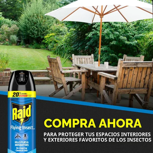 Miniatura 8 de Raid Aerosol para insectos voladores, aroma fresco al aire libre, mata moscas, mosquitos y otros insectos voladores en contacto