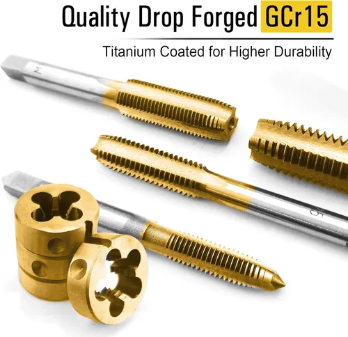 Miniatura 4 de Azuno Juego de 60 piezas métricas y SAE, acero con rodamiento GCr15 recubierto de titanio con mango en T, llave, calibre, destornillador en estuche