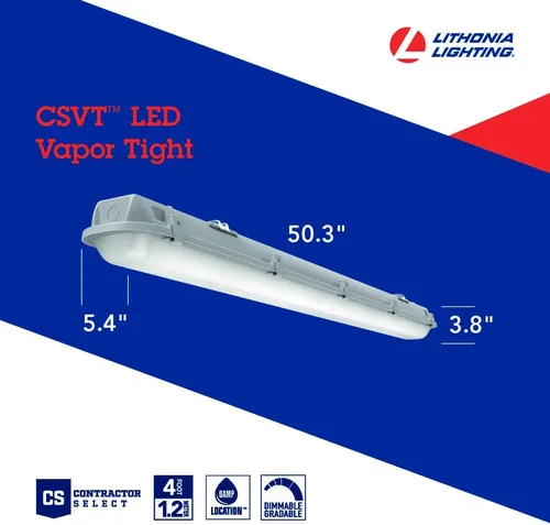 Miniatura 5 de Lithonia Ligthing CSVT L96 ALO4 MVOLT SWW3 80CRI Contratista Select Vapor Tight MVOLT Tira de luz LED, 6495-10300 lúmenes, 3500K 4000K 5000K, 8