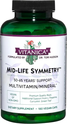 Miniatura 8 de Vitanica - Mid-Life Symmetry, multivitamínico diario y mineral de alta potencia 50-65, vegano, 180 cápsulas