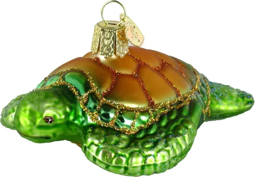 Miniatura 8 de Old World Christmas - Adornos de tortugas de vidrio soplado para árbol de Navidad, verde marino